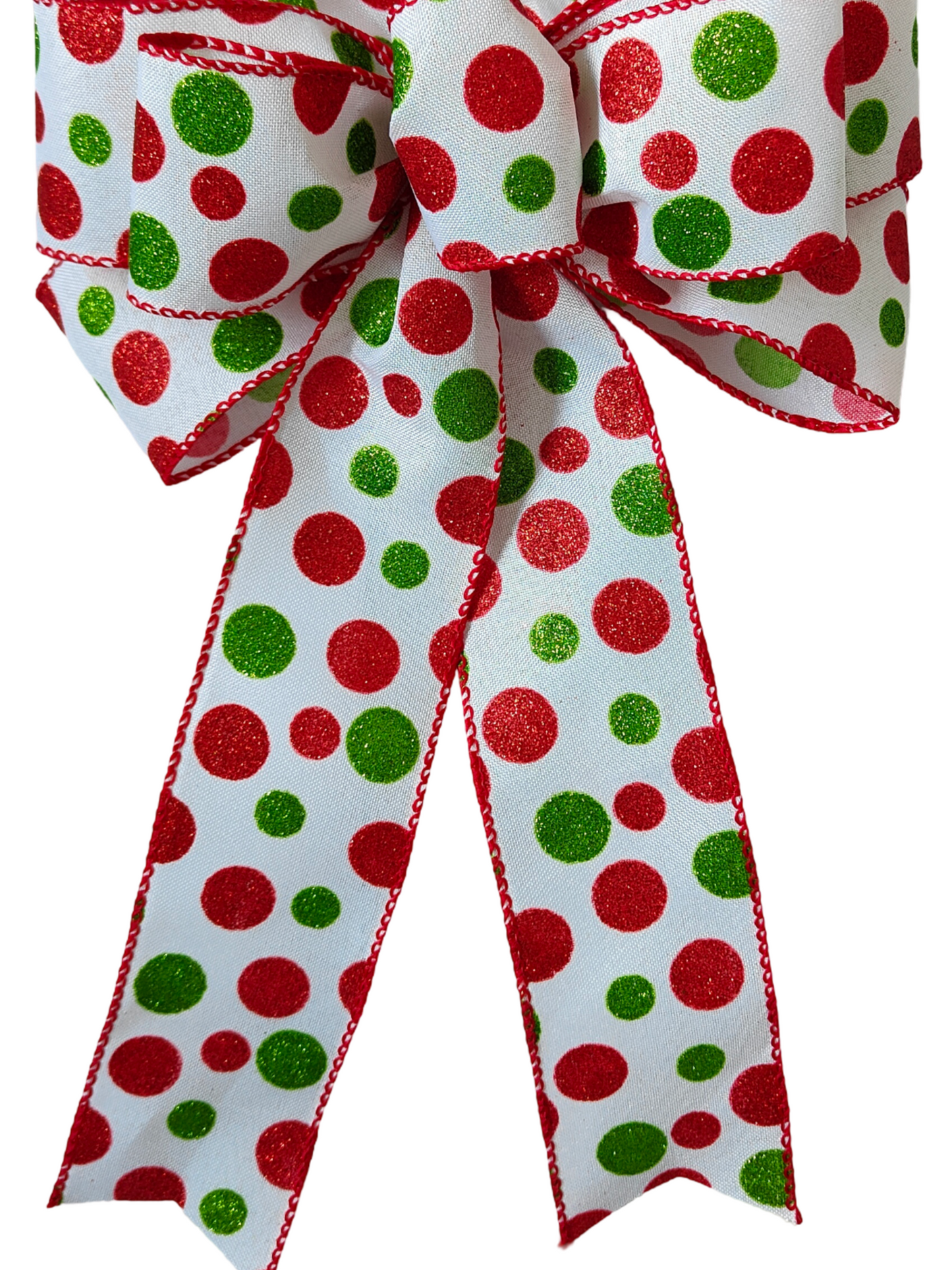 White Red Green Christmas Bow 10 inch