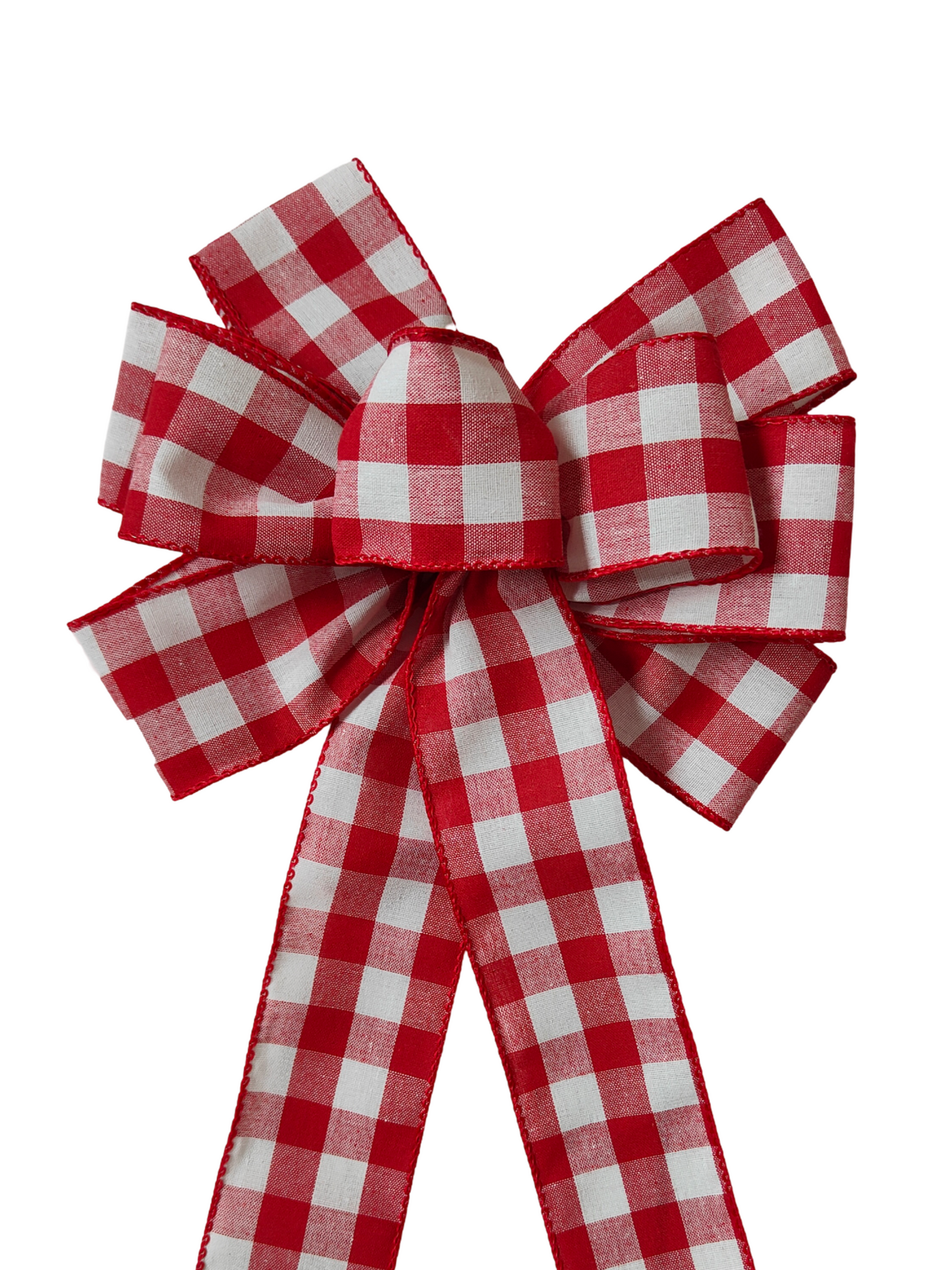Red White Check Plaid Bow 10 inch