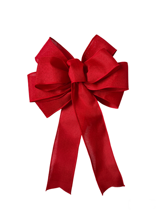 Red Linen Bow 12 inch