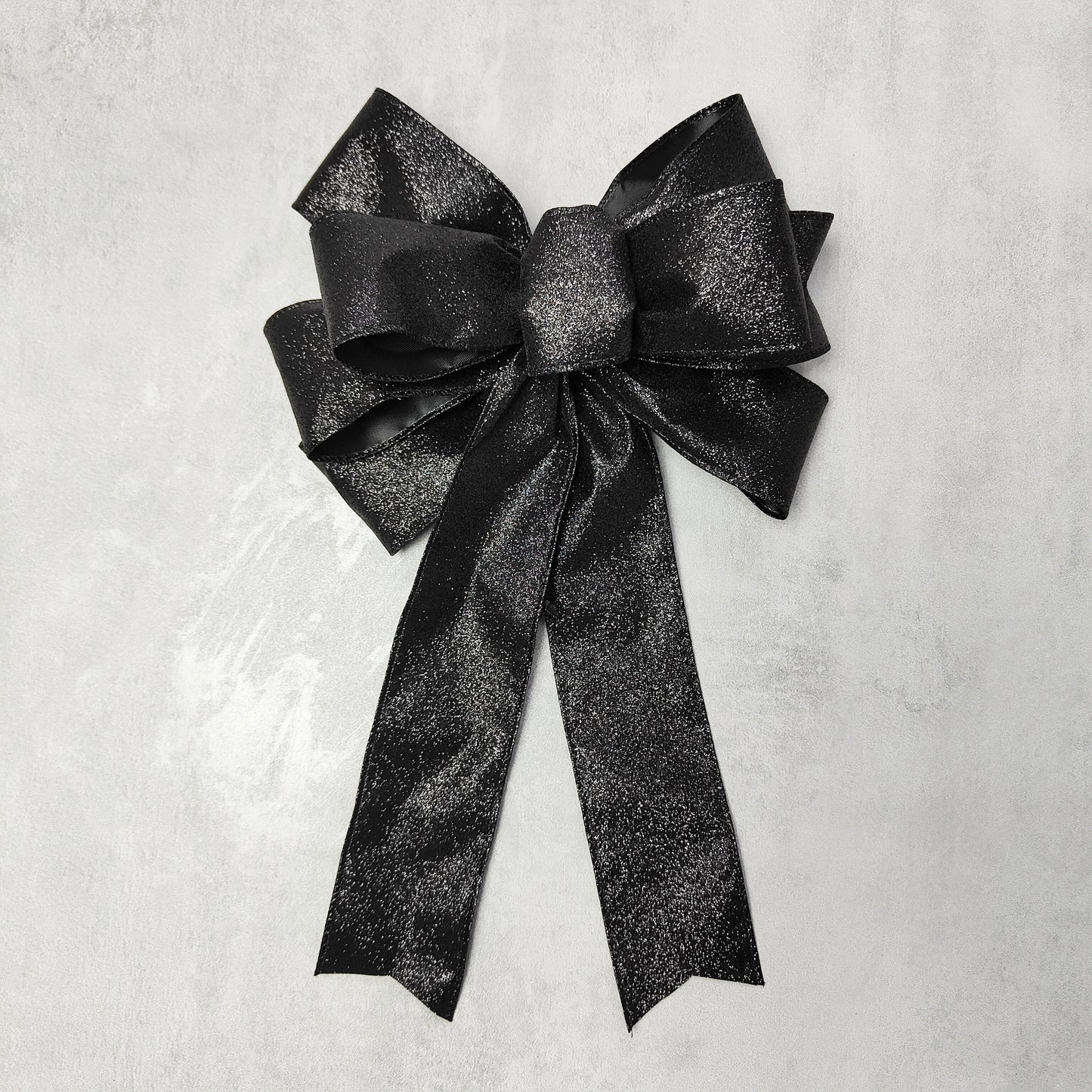 Black Glitter Christmas Bow 10 inch
