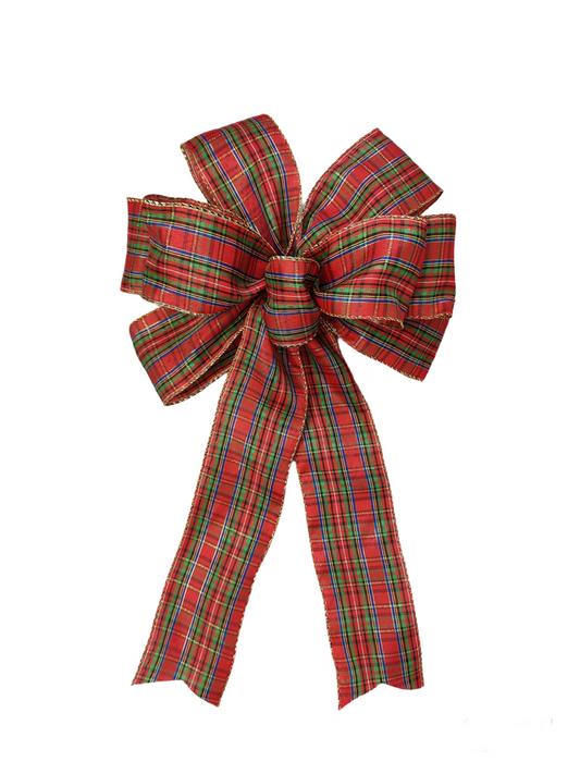 Red Green Tartan Bow Christmas 10 inch