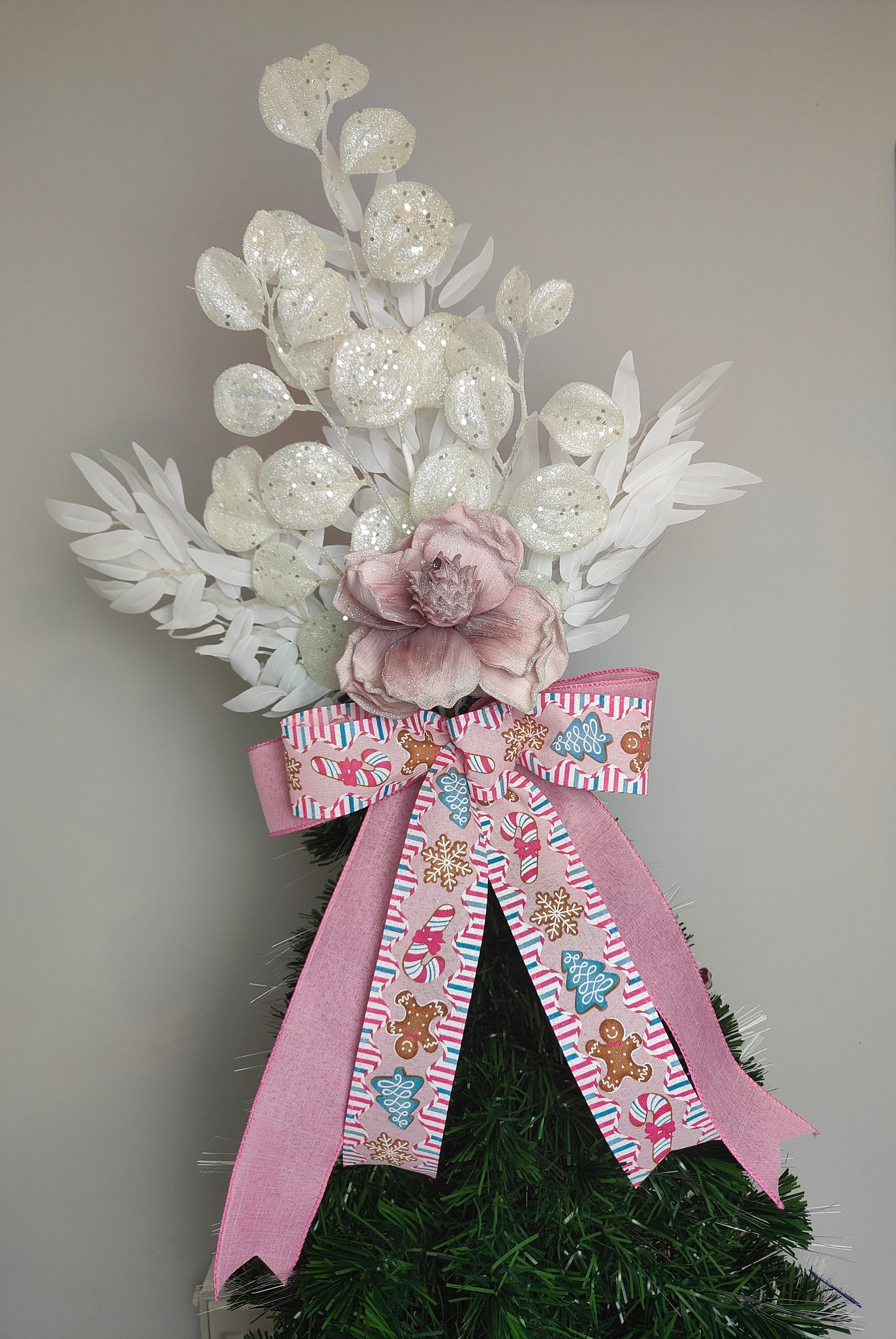 Pink Gingerbread Man Christmas Tree Topper