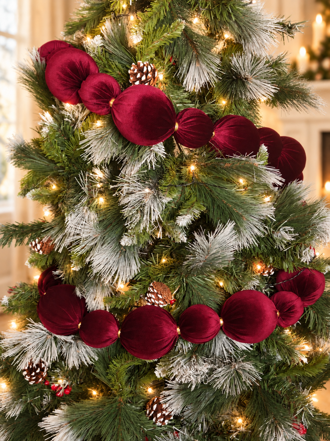 Burgundy 7ft Velvet Bauble Garland
